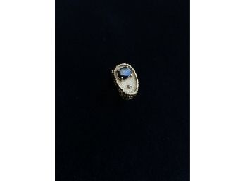 Black Opal And Diamond 14k Mens Ring