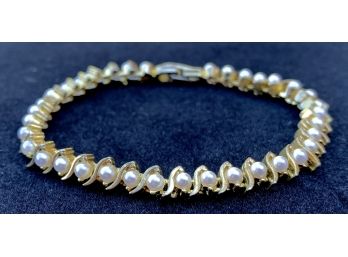 Gold-plated Faux Pearl Bracelet