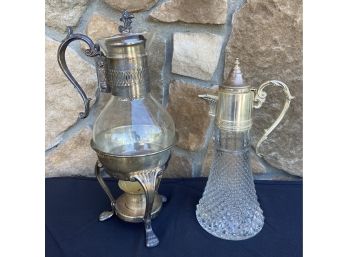 Vintage Silver Plated Glass Coffee Pot With Warmer And Glass Carafe