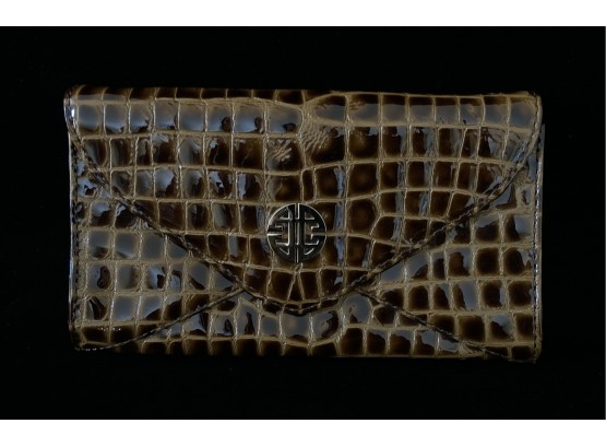 Antonio Melani Crocodile Embossed Brown Envelope Handbag