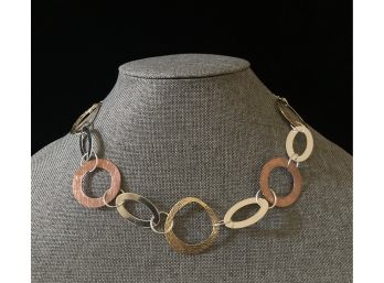 .925 Sterling Silver, Brass And Copper Necklace