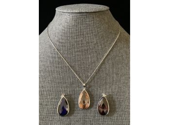 Trio Of .925 Sterling Silver Pendants With .925 Sterling Silver Chain