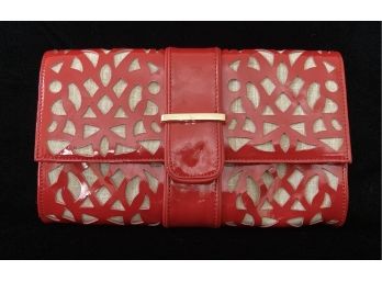 Sondra Roberts Genuine Leather Clutch In Red