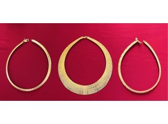 3 Gold Tone Choker Necklaces