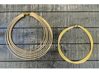 2 Gold Tone Choker Necklaces