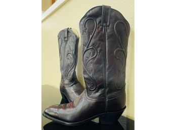 Dan Post Dark Cherry Leather Cowgirl Boots Women's Size 8