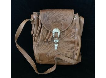 Grants Naturals Carved Leather Shoulder Bag