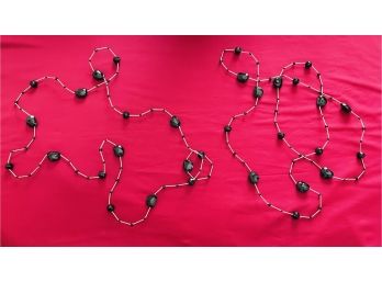 Lot Of 2 Black Glass Necklaces