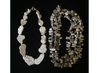 Pair Of Statement Semi Precious Stone Necklaces