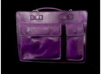 Genuine Leather Purple Briefcase