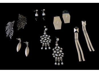 Assortment Of Silver Toned Earrings