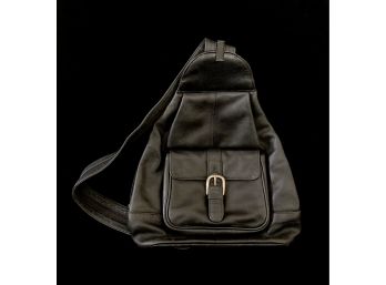 'East West' New York London Genuine Leather Cowhide Convertible Backpack In Black