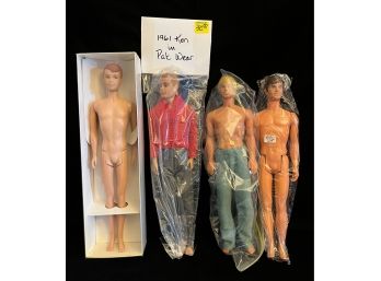 Lot Of 4 Male Dolls Including Ken, Straight Legged Allan, And More