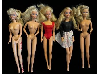 Lot Of 5 Vintage Mattel Barbies