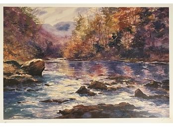 Autumn River By Michael Schofield Mixed Media Lithograph W/ COA