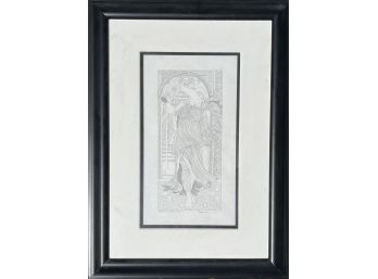 Framed Sketch For Verseau By Guillaume Azoulay Pen & Ink On Paper W/ COA Limited Edition