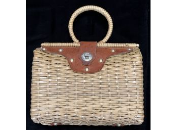 Vintage Wicker And Leather Purse