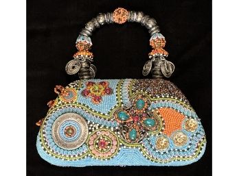 Mary Frances Multicolor Beaded Frame Bag W/ Silver-toned Hardware
