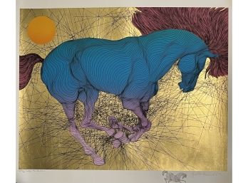 Gorgeous Unframed Camargue Plein Soleil By Guillaume Azoulay Gold Foil Serigraph W/ COA Limited Edition