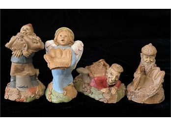 4 Piece Collection Of Thomas F. Clark Gnomes Incl. Turtle, 'Say Hey', Angel In The Outfield, & More W/ COAs