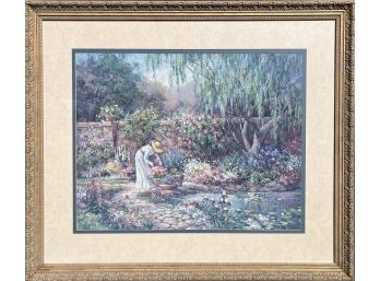 Framed Her Garden By Barbara Mock Copyrighted Print