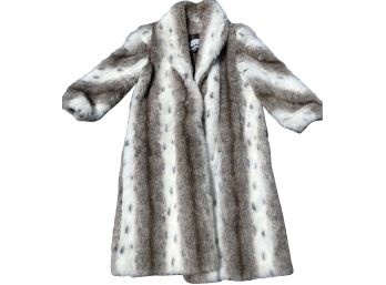 Boulevard East Faux Fur Coat With Snow Leopard Pattern