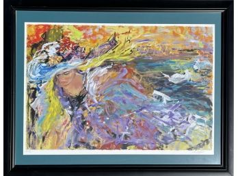 Framed Purple Strokes By Rita Asfour Serigraph On Paper W/ COA Limited Edition