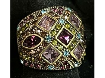 Lovely Heidi Daus Ring Purple & Pink Gems