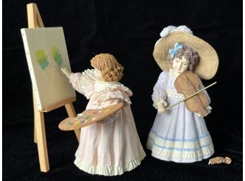 2PC Maud Humphrey Bogart Incl. The Young Artist & A Melody For You Cold Cast Porcelain