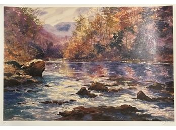 Autumn River By Michael Schofield Mixed Media Lithograph W/ COA