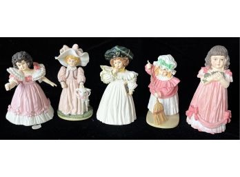 5PC Maud Humphrey Bogart Incl. Gift Of Love, Cleaning House, School Days, & More Cold Cast Porcelain