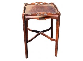 Lovely Antique Carved Parlor Table Or Tea Table With Inlay