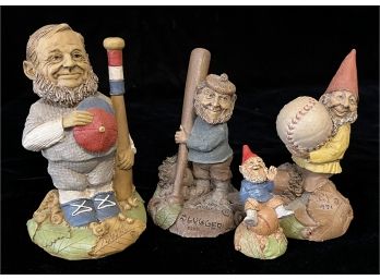 4 Piece Collection Of Thomas F. Clark Gnomes Incl. Cy, Play Ball, Slugger, & Swat W/ COAs