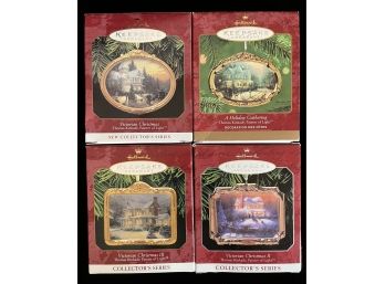 4pc Hallmark Keepsake Ornaments Incl. Victorian Christmas I, II, & III & A Holiday Gathering