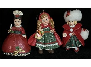 3pc Hallmark Madame Alexander Incl. Victorian Christmas 1999, Little Red Riding Hood 1991, & Christmas Holly