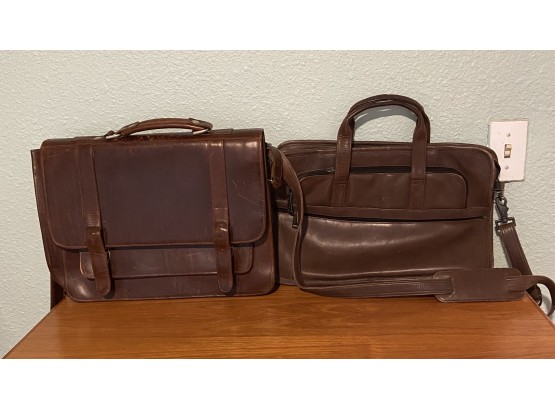 2 Leather Satchels With Metal Clasps