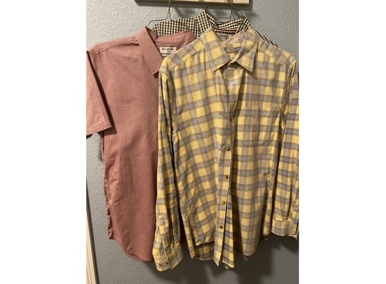 Collection Of Three Men’s Freshly Pressed Collared Shirts Including Bilabong & Good Threads