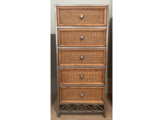 Metal And Wicker Chest Of Drawers