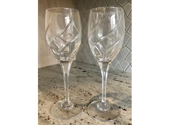 Pair Of Tall Waterford Crystal Glasses (carnegie Pattern)