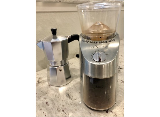 Capresso Coffee Grinder + Bellemain Stovetop Espresso Maker
