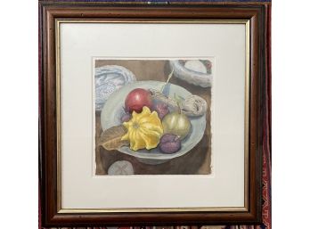 Framed Still Life Fruit Bowl Watercolor