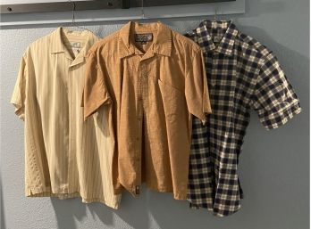 3 Mens Size Larger Button Up Shirts From Horny Toad, Prana, And Peter Millar
