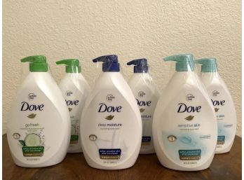 Collection Of 6 Large Size 34oz Dove Body Washes