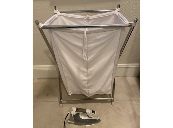 Metal Folding Laundry Basket With Black & Decker Digital Advantage Iron