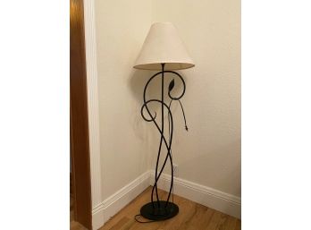 Tall Iron Standing Lamp With Scroll Work Leaf Design