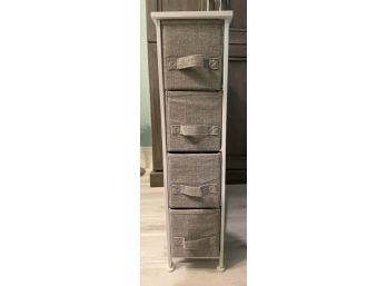 4 Drawer Fabric Bathroom Storage Unit With Metal Frame And Wood Top