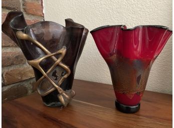 Sculptural Vases Including Ribbon Vase By Michael Nourot