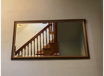 Heavy Beveled Glass Large Mirror With Black & Gold Framing