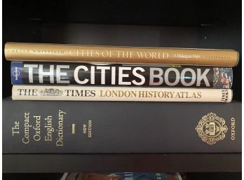 Group Of Four Large Coffee Table Books Including The Cities Book & Vintage Complete Oxford English Dictionary