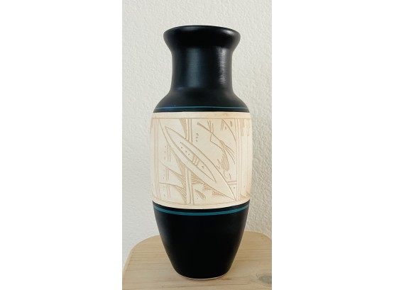 Stoneware Navajo Vase Signed J. White Rock